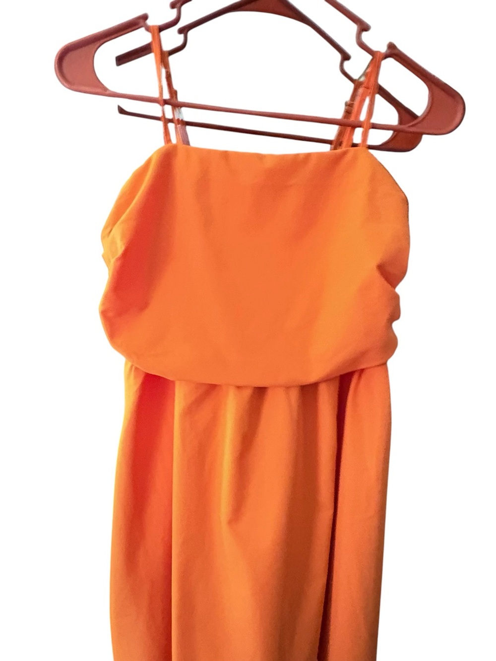 Bright Orange Spaghetti Strap Large Back Bow Mini Dress sz M - Picture 3 of 7